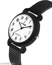 XTIME Analogue Watch Round White Dial & Black Resin Strap for Boys & Girls