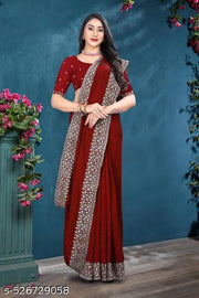 *WE ARE LAUNCHING NEW SUPERHIT TRENDING HEAVY EMBROIDERED WORK SAREE & BLOUSE ON BLOOMING VICHITRA FABRIC WITH CRYSTAL DAIMOND WORK & CUT WORK BORDER*