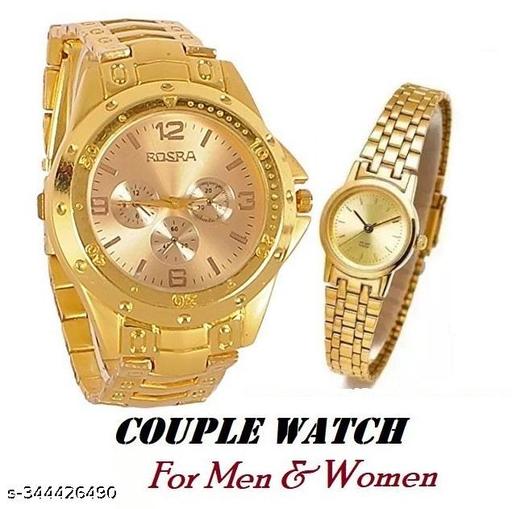 WATCH FOR MEN Analog Watch - For Men ROSRA GOLD WATCH FOR MEN WITH CLASSY GOLDEN CHAIN WOMEN WATCH