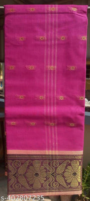 Raj Saree House Women's Bengali Pure Cotton Handloom Saree I Tant Saree I BengalI Saree  Daily  wear Tant   ( Magenda  // Without Blouse)