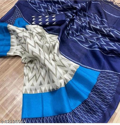 IKKAT PRINT KHADI BLENDED SAREE