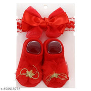 SYGA Baby Golden Star Hairband & Shoes Set  Soft, Comfortable Fit for Ages 0-1 Years | Ideal for Newborns & Toddlers(Red)
