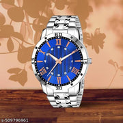 Letest Trendy Luxe Blue  Dial Analog Roman Numeral Watch with Sleek Metallic Strap watch for Men's & Kids