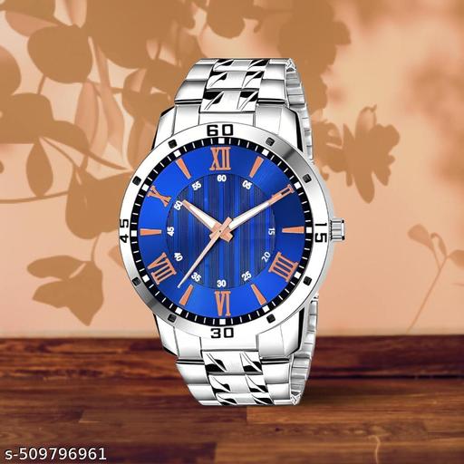 Letest Trendy Luxe Blue  Dial Analog Roman Numeral Watch with Sleek Metallic Strap watch for Men's & Kids