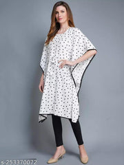 Women's Stylish Long Polka Dot Rayon Kaftan ,Womens rayon Printed Kimono Sleeves Kaftan Tops