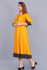 Amazing CN Latest Fashion Women's Solid Printed Round Pleated Flared Kurti