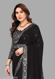 Belt Saree Georgette Zari Sequin Embroidery with Full Work Blouse & Belt