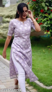 Women Elegant Floral Printed Kurti for Office Wear | Ladies Stylish Flower Print Straight Kurti for Women | Women Floral Design Printed Kurti for Everyday Wear