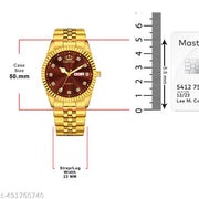 Legacy Series Original Gold Plated Day and Date Functioning | Stylish Chain | Quartz Analog Watch for Boys/ Men