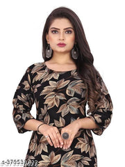 Polyster/Crepe fabric-Women Fabric Printed Straight Kurti, ( New Arrival New Design Fashionable Kurti Combo of 2)