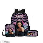 maxall BLACKPINK Kpop Casual School Bag with Lunch Bag & Pencil Pouch, School/College Bag for Girls and Boys Backpack (Combo of 3-Size Bags)(Black)