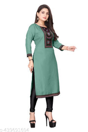 Women Embroidered Kurti -L.GREEN