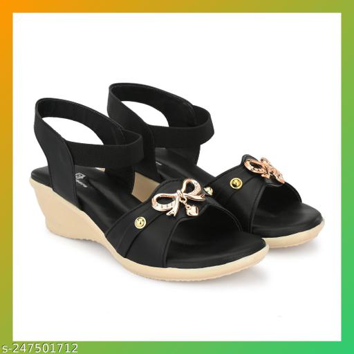 Latest Attractive Black Heel Sandals for Woman | Stylish  Women  Heels | Casual Wedges for Women | Elastic Wala Sandals Ladies | Fancy Girls Sandals