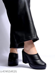 Shoetopia Solid Round Toe Black Pumps For Women & Girls