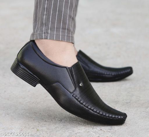 Men's Black Synthetic Leather Slip On Party Formal Shoes - MRJ13