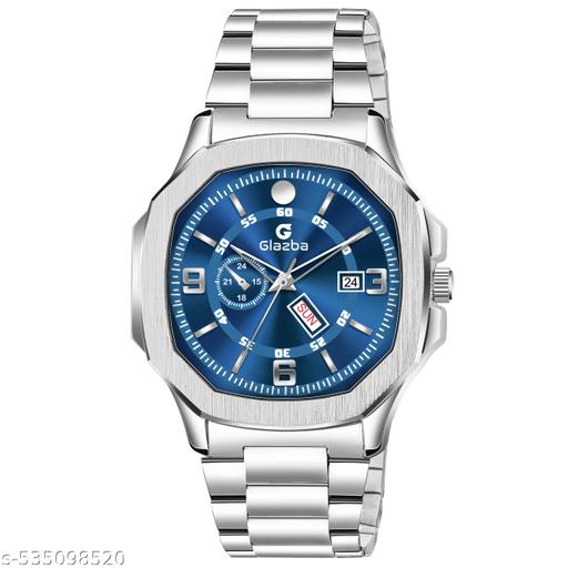 Day & Date Function Watch With Stainless Steel Chain Analog Watch - For Men