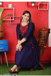 NEW LATEST BLUE EMB. GOWN