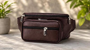 Stylish BROWN Waist Bag for Men & Women | Multi-Pocket Travel Belt Bag | Adjustable Crossbody Chest Bag