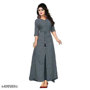 Women Rayon Front Slit Solid Kurti