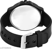 Welix Analog Round Black Dial ALPHABET A Design Stylish Black Silicone Strap Classic Design Fancy Wrist Watch for Men and Boys, Pack of 1 - ALPHA-A-3K-BLK-SFR