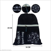 Polyester Waterproof Drawstring Multipurpose use Backpack Light Weight/Washable/Reusable With Zip pocket Reusable for Men Women (39X34 CM) COLOR BLACK PACK OF 1