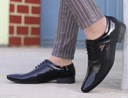 MRJ1852 Men's Black Synthetic Leather Derby Office Formal Shoes