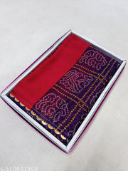 Mahadev Creation's Premium Georgette Bandhani Saree With Unstitched Blouse Piece