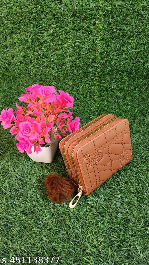 Small Double Chain Wallets with Credit Card Holder for Women and girls, Front Designs may very