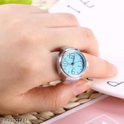 AJS Ring Watch for Women and Men Analog Quartz Watch Arabic Numerals Dial Elastic Band Creative Finger Watch