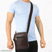 Vegan Leather Sling Cross Body Travel Office Messenger One Side Shoulder Bag for Men, Women & Boys