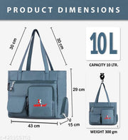 Double Pocket Handbag for Women: Stylish, Ideal Companion for Work, Travel, Polyester Material, Spacious 10-liter Capacity, 6 Pockets. (Vampire Grey)…