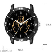 ISLAMIC AYATULKURSI Design Round Black Dial Latest Fashion Black Rubber Strap Stylish Wrist Watch for Men and Boys, Pack of 1