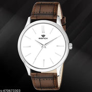 Slim Casual Watch With Silver Dial & Brown Leather Strap Analog Watch - For Men watch, watch for men, watch for women, watch for girls, watches