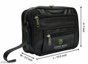 LEENO Men’s Black PU Leather Crossbody Messenger Bag Office & Daily Use Travel Toiletry Kit (Black)