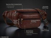 Waist Pack for Travel, Hiking & Sports – Unisex Zip Pouch Belt Bag for Phone, Monney & Documents (Brown)