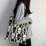 TrendoPrint Cute Bunny Shopping/Grocery Bag, Multi-Purpose Bag, Sturdy Canvas Bag With 15Kgs Capacity Tote Bag For Women, College Bag For Girls
