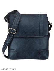 ENAMOUR Stylish Blue Leather Sling Bag for Men | Enamour Premium Crossbody Messenger Bag with Adjustable Strap for Travel, Office, Casual & Use