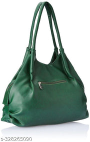 Fostelo Women's Vegan Leather Buenos Luxe Shoulder Bag | Ladies Purse Handbag (Black) (Large)