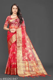 NEW FANCY ORGANZA SAREE  MULTY COLOUR SAREE