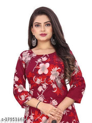 Polyster/Crepe fabric-Women Fabric Printed Straight Kurti, ( New Arrival New Design Fashionable Kurti Combo of 2)