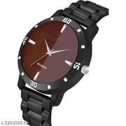 Yolako Men  Watch Brown line Dial Bumpper Pu Black Belt Men and Boy Watch