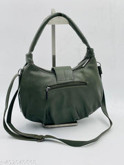 Women's Vegan Leather Style in  Handbags Shoulder Hobo Bag Ladies Purse Dark Green