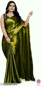 sana silk satin silk Green  saree with Blouse