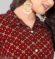Rayon Kurti for women Gold Foil Print