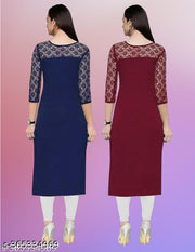 Polyster/Crepe fabric-Dream Beauty Fashion Women's Solid Round Multicolor Kurtis & Kurtas