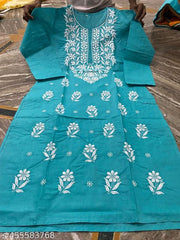 pure cotton lucknowi chikankari kurtis