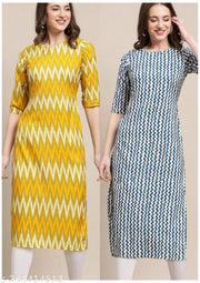 VIRHAN DESIGN PRINTED CREPE RAYON 2 COMBO PACK KURTIS FOR WOMEN