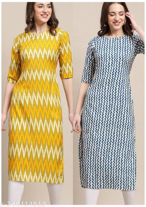 VIRHAN DESIGN PRINTED CREPE RAYON 2 COMBO PACK KURTIS FOR WOMEN
