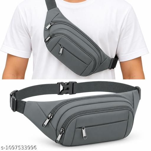 Waist Bag, Multi-Pocket Lightweight, Durable Compact Fanny Pack (Grey)