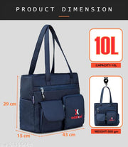 Double Pocket Handbag for Women: Stylish, Ideal Companion for Work, Travel, Polyester Material, Spacious 10-liter Capacity, 6 Pockets. (Navy Blue)…